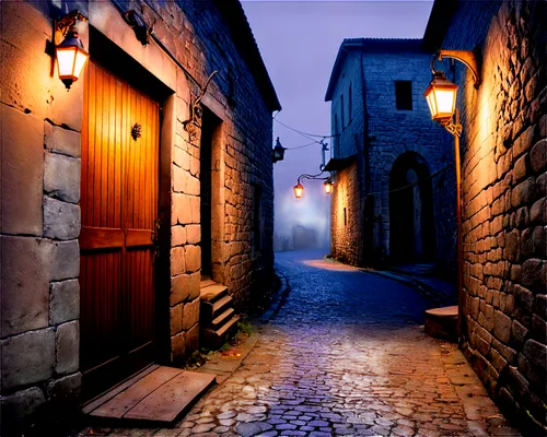 medieval street,the cobbled streets,narrow street,alley,alleyway,old linden alley,cobblestones,cobblestone,cobbles,medieval town,cobble,old city,village street,night image,street lamps,night scene,townscape,provence,old town,getreidegasse,Illustration,Vector,Vector 20