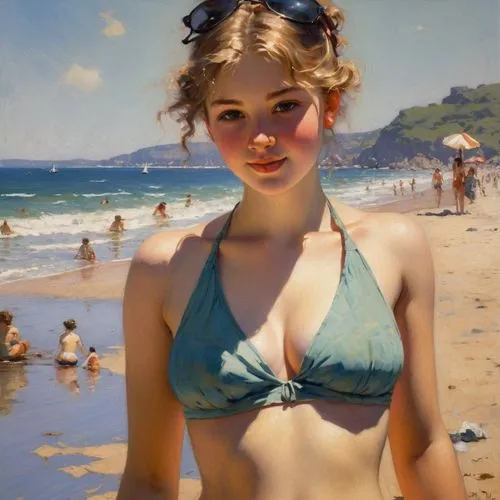 heatherley,yasumasa,photorealist,rosamund,colville,young woman,whitmore,puttnam,jasinski,marilyn monroe,bandeau,azzurro,verano,beach background,blonde woman,donsky,young girl,beachgoer,aislinn,girl on the dune,Art,Classical Oil Painting,Classical Oil Painting 32