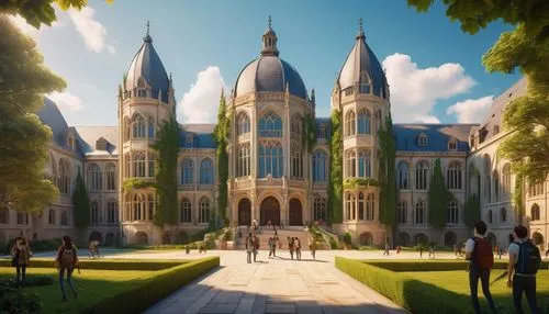 gondolin,caius,violet evergarden,castle of the corvin,fairy tale castle,thingol,castlelike,hogwarts,nargothrond,beautiful buildings,castelul peles,victoriana,citadels,gold castle,theed,diagon,roestel,castle,fairytale castle,rivendell,Art,Classical Oil Painting,Classical Oil Painting 03