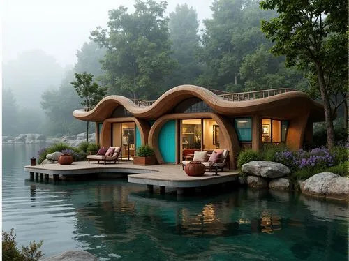 pool house,floating huts,dreamhouse,houseboat,earthship,houseboats,house by the water,summer house,luxury property,beautiful home,asian architecture,floating on the river,summer cottage,inverted cottage,bungalows,hideaways,holiday villa,cave on the water,cabana,luxury home