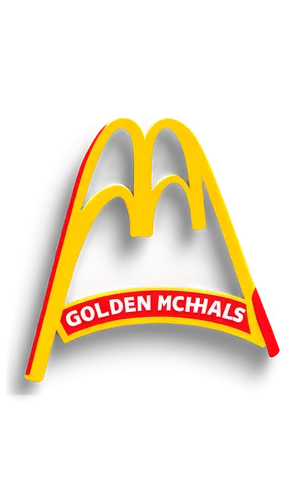 Logo, tasty, golden arches, shiny surface, 3D effect, rounded edges, bold font, red and yellow colors, appetizing, morning light, close-up shot, shallow depth of field, high contrast, vibrant color to