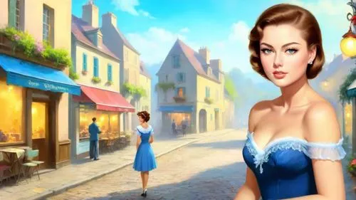 cendrillon,proprietress,paris clip art,townscapes,woman with ice-cream,dressmaker