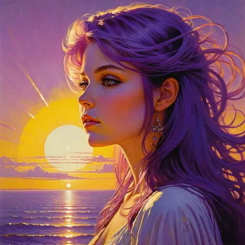 la violetta,sailing blue purple,fantasy art,fantasy portrait,mystical portrait of a girl,fantasy picture,purple moon,romantic portrait,ultraviolet,light purple,sea-lavender,sunset glow,purple,blue moon rose,violet colour,purple landscape,boho art,purple and gold,purple blue,sunset,Conceptual Art,Sci-Fi,Sci-Fi 19