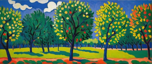 forest landscape,tree grove,birch forest,deciduous forest,fruit fields,copse,row of trees,autumn trees,deciduous trees,autumn landscape,palma trees,poplar tree,birch trees,fruit trees,the forests,khokhloma painting,braque francais,mixed forest,landscape,braque d'auvergne,Art,Artistic Painting,Artistic Painting 40