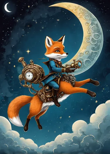 violinist violinist of the moon,fox hunting,fox and hare,fox,a fox,garden-fox tail,fox stacked animals,foxes,child fox,firefox,little fox,herfstanemoon,sci fiction illustration,fantasy picture,redfox,constellation wolf,celestial body,red fox,sagittarius,moon rover,Conceptual Art,Fantasy,Fantasy 25