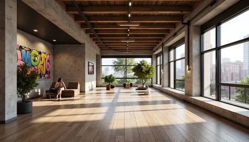 loft,hardwood floors,lofts,penthouses,daylighting,hallway space,interior modern design,wood floor,wooden floor,contemporary decor,wooden beams,modern decor,hardwood,3d rendering,modern office,modern room,modern living room,laminated wood,interior design,oticon