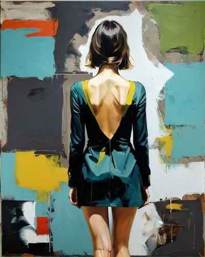 girl walking away,nielly,sorescu,woman walking,girl with cloth,gangloff,Conceptual Art,Oil color,Oil Color 01