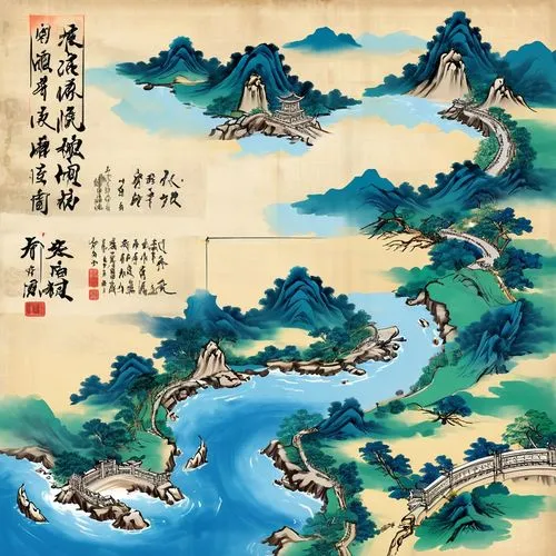 72 turns on nujiang river,lake tanuki,hwachae,yangqin,honzen-ryōri,jiaogulan,tsukemono,yi sun sin,kei islands,water courses,cool woodblock images,naval battle,oriental painting,river course,huashan,wuyi,japanese wave paper,dragon boat,geomungo,kamameshi,Unique,Design,Blueprint