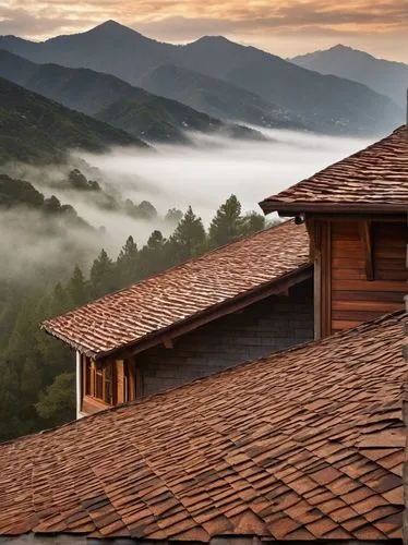 roof landscape,house in mountains,wooden roof,roof tiles,tiled roof,house roofs,carpathians,house in the mountains,red roof,house roof,home landscape,rooflines,planina,roof tile,mountain hut,windows wallpaper,mountain huts,foggy landscape,log home,tulou,Photography,Artistic Photography,Artistic Photography 06