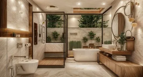 luxury bathroom,modern minimalist bathroom,bathroom,shower bar,shower base,shower door,bathroom cabinet,washroom,rest room,interior modern design,bamboo curtain,modern decor,interior design,bathroom accessory,shower panel,bathtub,luxury home interior,contemporary decor,bamboo plants,restroom,Interior Design,Bathroom,Modern,German Modern Chic