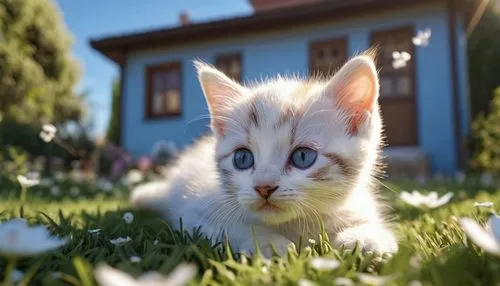 turkish van,cat with blue eyes,blue eyes cat,white cat,turkish angora,blossom kitten,cute cat,stray kitten,heterochromia,little cat,cat european,kitten,cat,cat's eyes,blue eye,blue eyes,breed cat,the blue eye,springtime background,spring background,Photography,General,Commercial