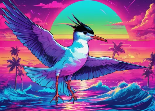 tropical bird,sea bird,coastal bird,tropical birds,aztec gull,birds of the sea,colorful birds,colorful background,sea birds,bird painting,bird kingdom,seabird,seagull,avian,nature bird,bird bird kingdom,flamingo,bird island,aquatic bird,aloha,Conceptual Art,Sci-Fi,Sci-Fi 28