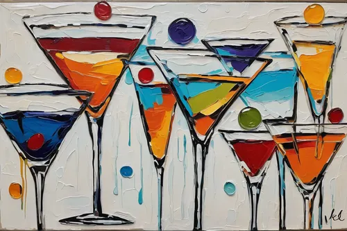 watercolor cocktails,martini glass,martini,cocktail glasses,cocktails,vodka martini,neon cocktails,cocktail glass,colorful drinks,glass painting,stemware,the drinks,cocktail,classic cocktail,coctail,drinks,fruit cocktails,drinking glasses,barware,mondrian,Illustration,Japanese style,Japanese Style 06