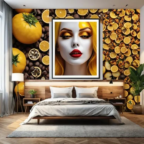 wall decor,modern decor,wall decoration,gold wall,wall art,yellow wallpaper,yellow wall,contemporary decor,interior decoration,cool pop art,decorative art,guest room,decor,guestroom,decorates,boho art,flower wall en,interior decor,gold stucco frame,interior design,Photography,General,Realistic