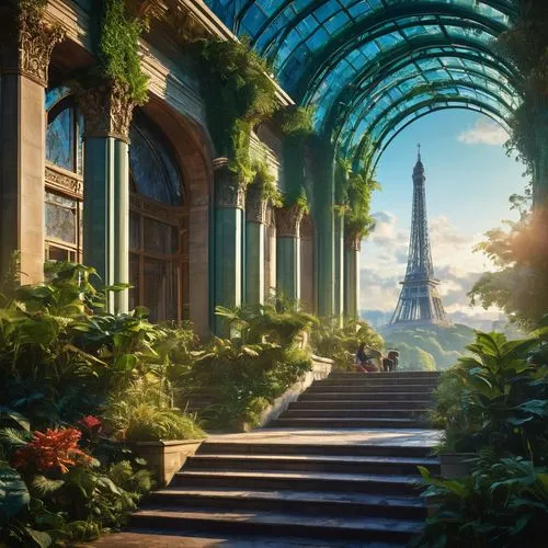 parisian,paris,french digital background,parigi,parisii,botanique,french building,conservatory,louvre,parisien,eiffel,paris balcony,champ de mars,parisiens,victoriana,parisiennes,verdant,palm house,green garden,trocadero,Conceptual Art,Fantasy,Fantasy 05