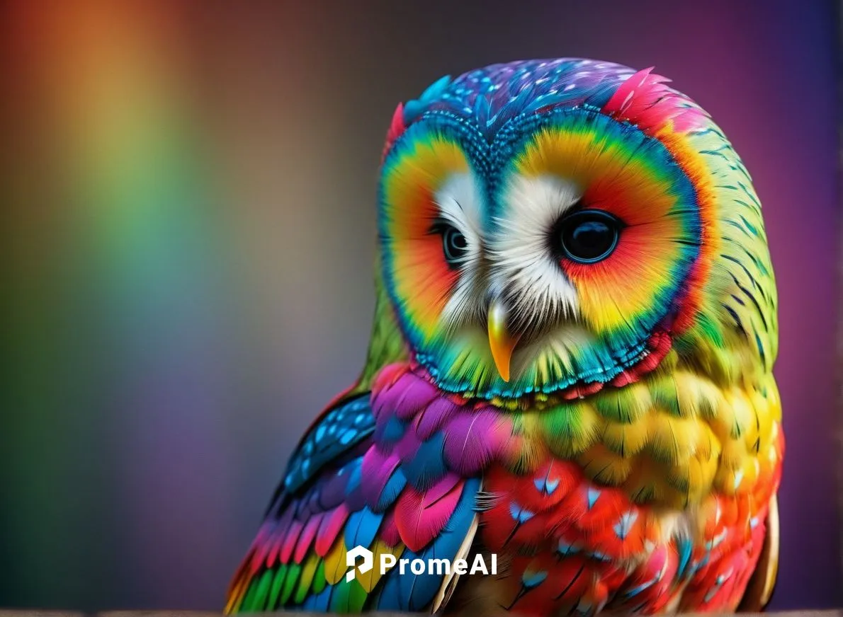 a rainbow owl,colorful birds,owl art,cute parakeet,beautiful parakeet,owl background,beautiful macaw,color feathers,colorful background,rainbow pencil background,gouldian,bird painting,beautiful bird,