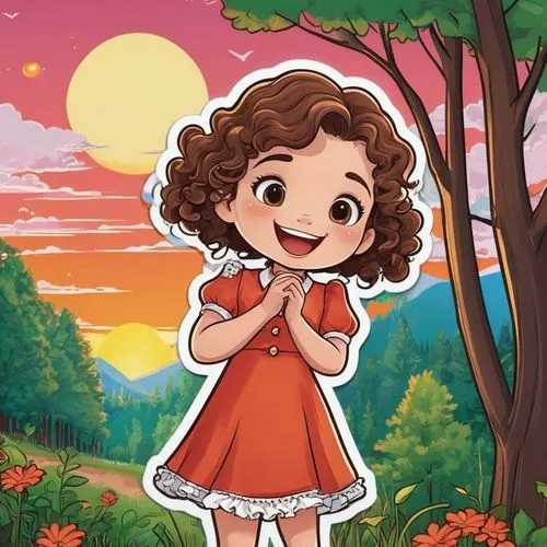 shirley temple,enriqueta,cute cartoon image,florinda,cute cartoon character,floricienta,Unique,Design,Sticker