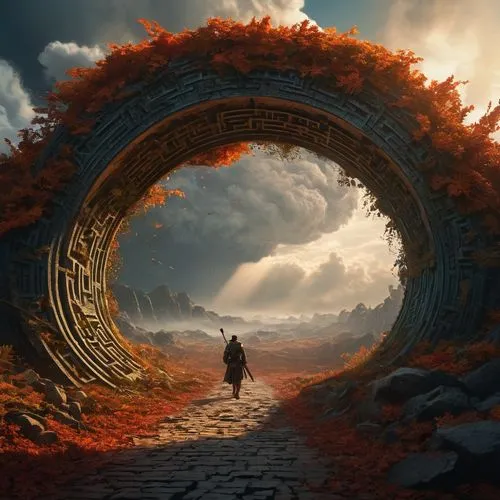 portal,heaven gate,entrada,round autumn frame,gateway,nargothrond,Photography,General,Fantasy