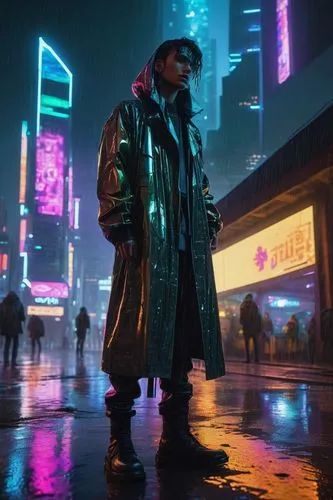 cyberpunk,hk,futuristic,80s,cinematic,walking in the rain,dystopian,pedestrian,shanghai,rain suit,vendor,raindops,mute,abel,raincoat,in the rain,time square,film noir,neon,kowloon,Art,Classical Oil Painting,Classical Oil Painting 43