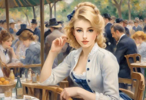 woman at cafe,women at cafe,paris cafe,cigarette girl,woman with ice-cream,blonde woman,woman drinking coffee,parisian coffee,bistrot,twenties women,vintage woman,young woman,girl with bread-and-butter,waitress,barmaid,vintage women,café au lait,retro women,vintage art,retro woman