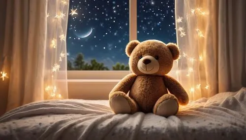 teddy bear waiting,3d teddy,teddy bear,teddy-bear,teddybear,bear teddy,cute bear,night image,night stars,cuddly toys,plush bear,night photo,baby stars,romantic night,hanging stars,teddies,good night,teddy bears,night time,ursa major,Photography,General,Commercial