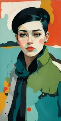 nothomb,farrokhzad,amelie,overpainting,nielly,girl in a long,woman sitting,pittura,woman in menswear,baishi,gouaches,yufeng,wpap,photo painting,the girl at the station,watercolor women accessory,girl with gun,woman holding gun,fauvist,woman holding pie