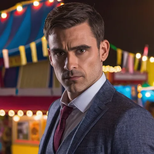 Craft a suspenseful storyline in Hollyoaks that involves a mysterious disappearance at a carnival.,hollyoaks,gable,television character,detective,man with umbrella,thomas heather wick,suit actor,film 