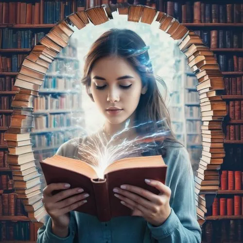 بوابة تعبر لعالم الكتب تدخلها فتاة,book wallpaper,lectura,booksurge,magic book,librarian,spiral book,book glasses,bookstaver,bibliophile,open book,dizionario,library book,bibliowicz,book electronic,re