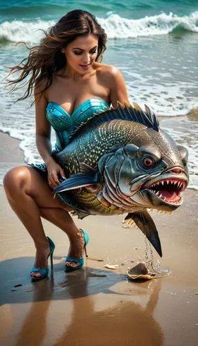 giant fish,merman,mergus,girl with a dolphin,missisipi aligator,tilapia,surf fishing,moana,mahi mahi,beach defence,beach toy,pescado frito,piranha,mahi-mahi,fish caught,big-game fishing,marine animal,mahi,thunnus,photoshop manipulation,Photography,General,Fantasy