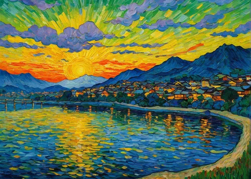 khokhloma painting,lago di lugano,oil painting on canvas,riva del garda,oil on canvas,montreux,mountain lake,rigi,ticino,oil painting,agua de valencia,painting technique,oil pastels,evening lake,lake neuchâtel,vincent van gough,acid lake,vesuvius,mountainlake,river landscape,Art,Artistic Painting,Artistic Painting 03