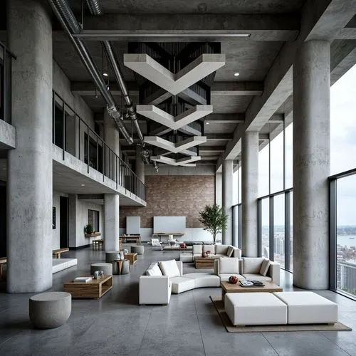 loft,concrete ceiling,penthouses,lofts,contemporary decor,associati,interior modern design,modern decor,sky apartment,minotti,interior design,apartment lounge,exposed concrete,luxury home interior,modern living room,snohetta,living room,hashima,skyloft,an apartment