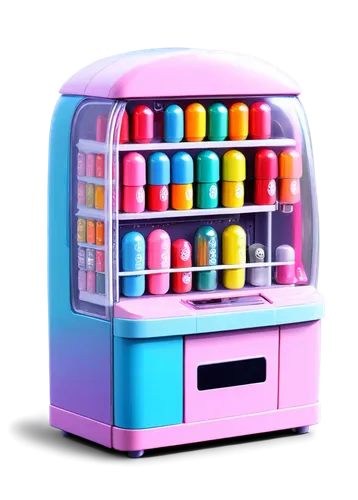 Gashapon, vending machine toy, colorful capsule, transparent plastic, shiny surface, rounded shape, tiny figurine inside, surprise element, soft focus, warm lighting, pastel colors, 3/4 composition, s