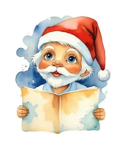 a cartoon santa claus reading a book in a cartoonish fashion,santaji,christmas messenger,santa claus,book gift,santa stocking,scared santa claus