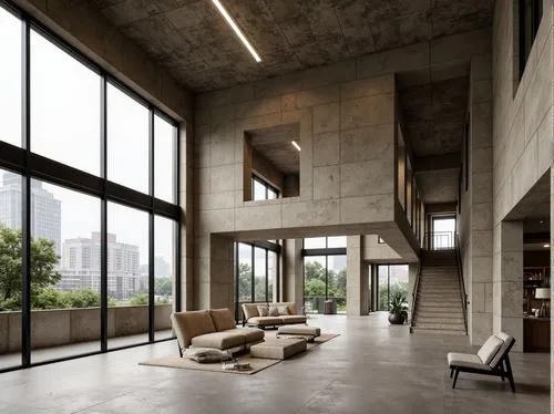 minotti,loft,concrete ceiling,interior modern design,associati,lofts,contemporary decor,living room,modern living room,exposed concrete,penthouses,wooden windows,modern decor,modern room,chipperfield,contemporary,corten steel,home interior,livingroom,luxury home interior