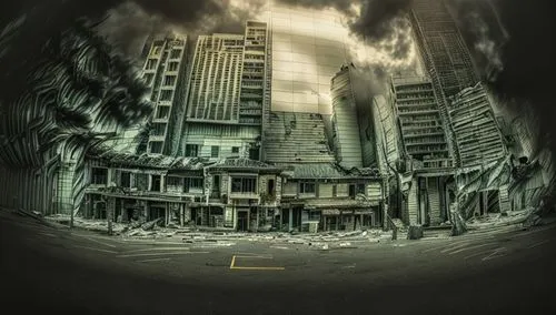 destroyed city,photo manipulation,apocalyptic,photomanipulation,post-apocalyptic landscape,doomsday,post-apocalypse,earth quake,post apocalyptic,photomontage,end of the world,the end of the world,apocalypse,metropolis,dystopian,destruction,demolition,collapse,lost place,world digital painting