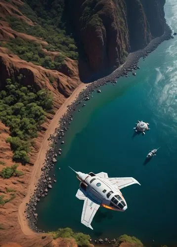 seaplane,seaplanes,take-off of a cliff,floatplanes,beechcraft,floatplane,air new zealand,dehavilland,private plane,crash landing,cessna,mastercraft,sea hawk,airtours,canyoneering,plane wreck,torngat,landings,lake powell,mavericks,Illustration,Realistic Fantasy,Realistic Fantasy 18