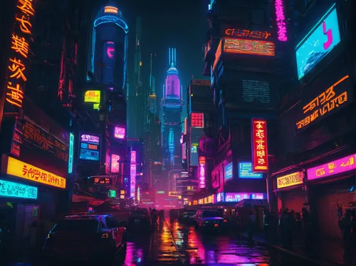 cyberpunk,colorful city,shinjuku,hong kong,shanghai,kowloon,metropolis,taipei,tokyo city,neon lights,hk,fantasy city,cityscape,tokyo,neon,neon arrows,vapor,time square,aesthetic,neon light,Conceptual Art,Sci-Fi,Sci-Fi 26