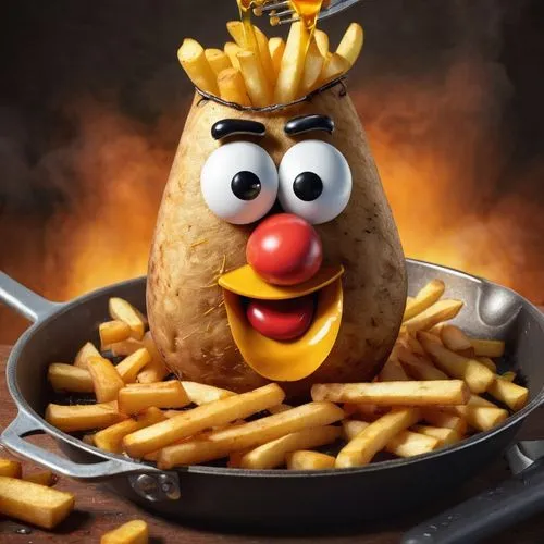 Mr. Potato Head is attached incorrectly. Cut in the form of french fries, in a pan with boiling oil

,frydman,frykowski,friesz,friesalad,otfried,belgian fries,frites,friess,frylock,friesan,potato frie