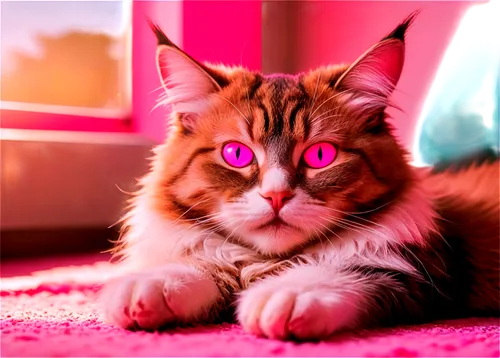 pink cat,the pink panter,golden eyes,cat's eyes,bright pink,pink background,cute cat,violet eyes,cat kawaii,kittenish,mayeux,pink beauty,siberian cat,cat eyes,lumo,gold eyes,feline look,pink bow,blue eyes cat,cat look,Conceptual Art,Sci-Fi,Sci-Fi 27