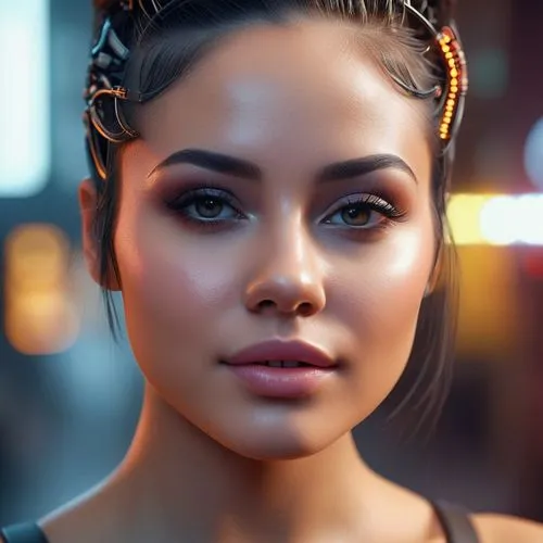 Create an environment where women dress very beautifully, including hairstyles, faces, eyes, and charming smiles, creating an atmosphere of an extreme, futuristic future world.,realdoll,retouch,natura