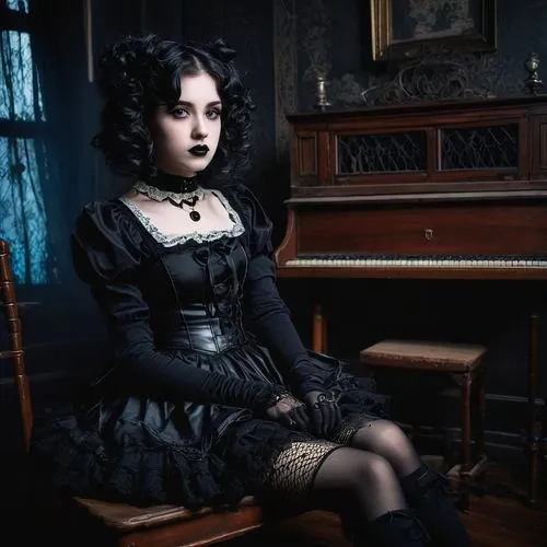 gothic portrait,gothic fashion,victorian style,victorian,gothic dress,gothic woman,gothic style,victorian lady,dark gothic mood,gothic,the victorian era,goth woman,victorian fashion,goth subculture,goth weekend,goth,goth like,piano,doll's house,vampire lady,Conceptual Art,Fantasy,Fantasy 04