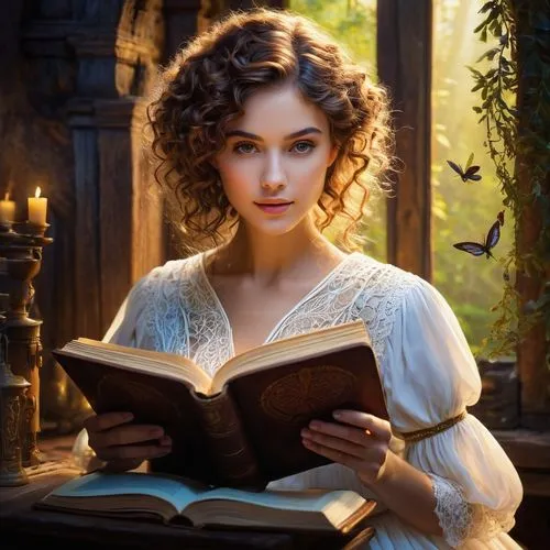 romantic portrait,mystical portrait of a girl,jane austen,fantasy portrait,girl studying,magic book,women's novels,emile vernon,reading,librarian,romantic look,bookworm,enchanting,victorian lady,hymn book,readers,a charming woman,fantasy picture,fairy tale character,girl in a historic way,Photography,Artistic Photography,Artistic Photography 06