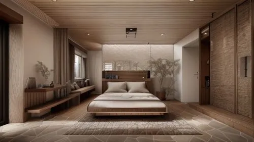 sleeping room,japanese-style room,modern room,bedroom,room divider,3d rendering,guest room,loft,canopy bed,hallway space,great room,interior modern design,wooden floor,wooden wall,render,modern decor,contemporary decor,wood floor,wooden beams,interior design