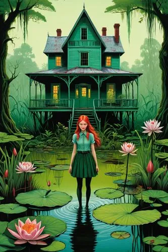 witch's house,witch house,pomponia,dandelion hall,lilly pond,orona,amazonica,doll's house,arrietty,green garden,forest house,house in the forest,cottage,woman house,the little girl's room,little house,dreamhouse,clover meadow,anabelle,mineko,Illustration,Retro,Retro 24