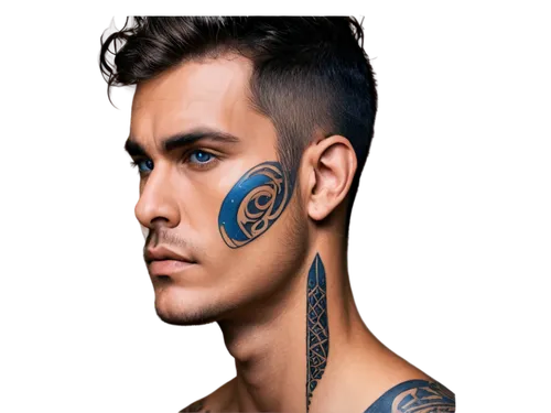 pompadour,mohawk hairstyle,tattoos,maori,poseidon god face,bluetooth icon,zodiac sign libra,punk,with tattoo,male model,zodiac sign leo,mohawk,man portraits,rockabilly,photoshop manipulation,caesar cut,male elf,rockabilly style,portrait background,punk design,Illustration,Black and White,Black and White 12