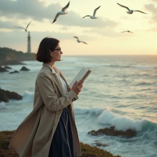 woman holding a smartphone,esalen,reading glasses,coastwatchers,pigeon point,seabird,arryn,seagulls flock,seagulls,naturopathic,seabirds,kelp gull,beren,memoirist,birdsongs,raincoast,women's novels,seagull,soderbergh,ornithologist,Photography,General,Realistic