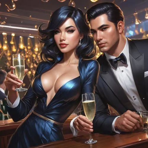 croupier,martinis,boisset,perignon,roaring twenties couple,speakeasy,game illustration,vesper,croupiers,barmaids,champagen flutes,barmen,sommelier,cocktails,flirtations,tuxes,sommeliers,fanciers,romantic night,dice poker,Conceptual Art,Fantasy,Fantasy 03