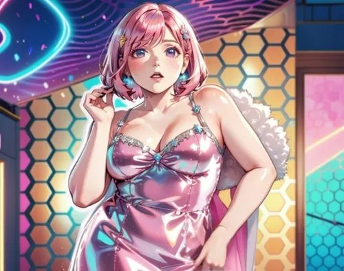 normal hand,an anime character in a pink costume standing up,miu,fujiko,tokimeki,michiru,mikuru asahina,disco