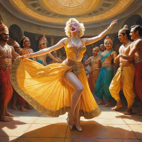 marilyn monroe,marylin monroe,dancer,struzan,hildebrandt,bellydance,Illustration,Realistic Fantasy,Realistic Fantasy 03