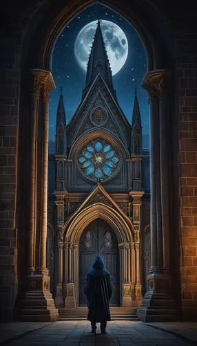 hogwarts,haunted cathedral,portal,ravenclaw,diagon,theed,nightwatchman,ravenloft,magistrate,fantasy picture,wizarding,magorium,filch,hallows,the door,slughorn,hall of the fallen,clockmaker,castlevania,clockwatchers,Illustration,Abstract Fantasy,Abstract Fantasy 17